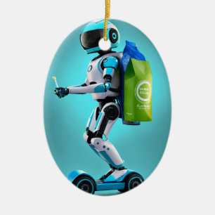 Fast running robot ceramic ornament