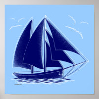 Fast sailing! nautical, vintage. poster