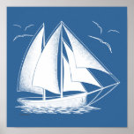 Fast sailing! nautical, vintage. poster
