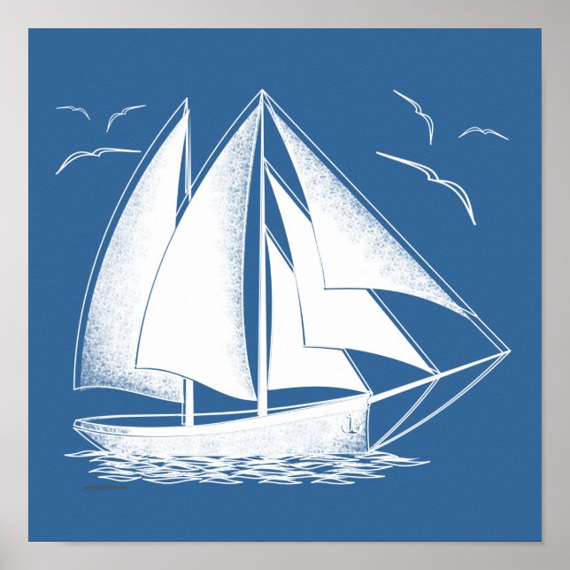 Fast sailing! nautical, vintage. poster (Front)