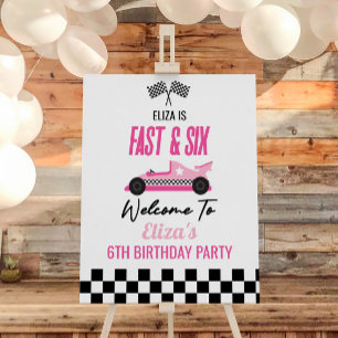 Fast Six Race Car 6th Birthday Party Welcome Sign
