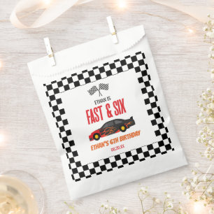 Fast & Six Red Flame Race Car 6th Birthday Party Favor Bag
