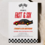 Fast & Six Red Flame Race Car 6th Birthday Party Invitation