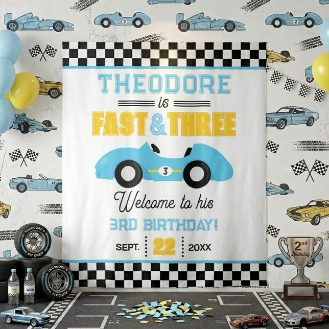 Fast & Three Race Car 3rd Birthday Party Backdrop (Creator Uploaded)