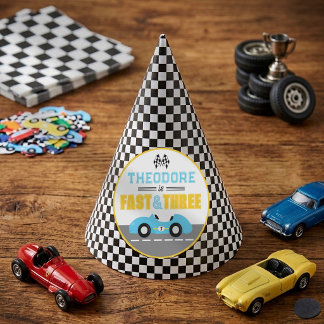 Fast & Three Race Car 3rd Birthday Party Hat