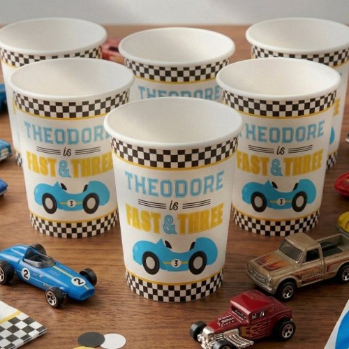 Fast & Three Race Car 3rd Birthday Party Paper Cups