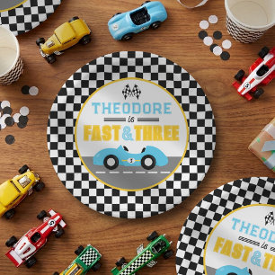 Fast & Three Race Car 3rd Birthday Party Paper Plates