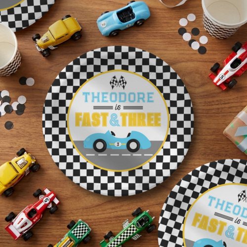 Fast & Three Race Car 3rd Birthday Party Paper Plates
