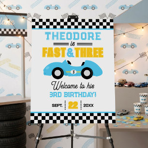 Fast & Three Race Car 3rd Birthday Party Welcome Foam Board