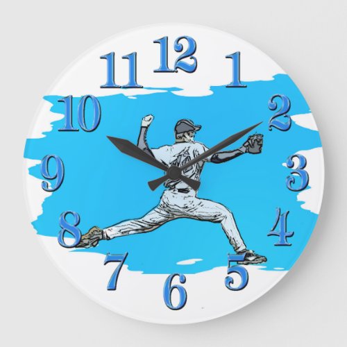 Fastball Baseball Pitcher Large Clock