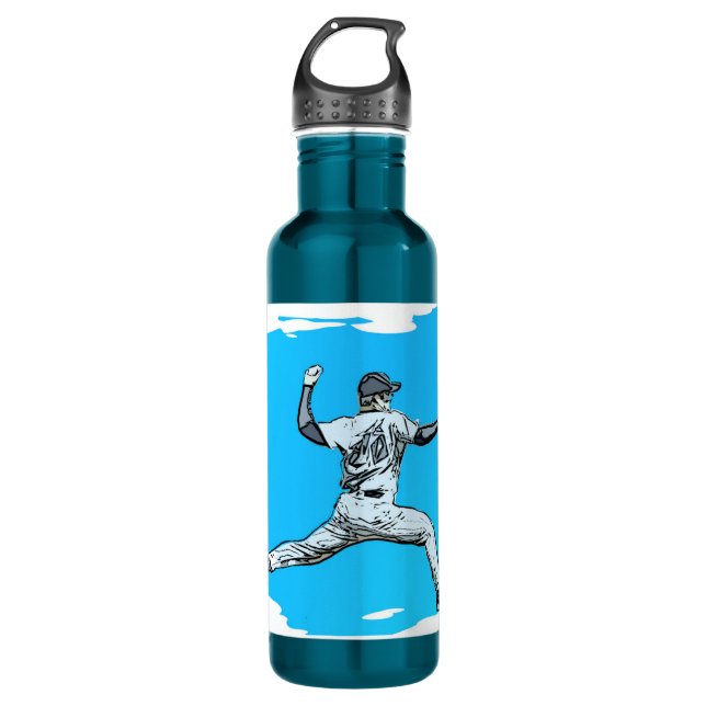Fastball Baseball Pitcher   Stainless Steel Water Bottle (Front)
