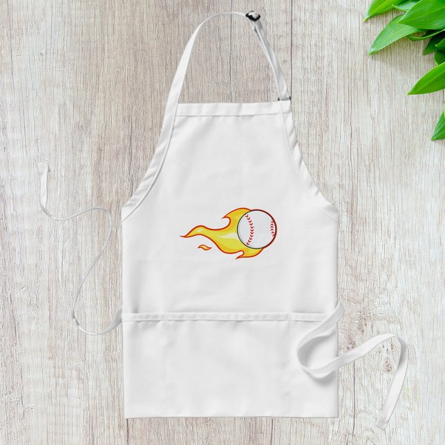 Fastball Flame Baseball Sports Adult Apron (Creator Uploaded)
