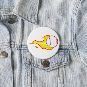 Fastball Flame Baseball Sports Button