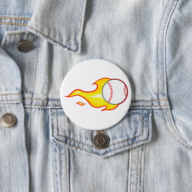 Fastball Flame Baseball Sports Button (Creator Uploaded)
