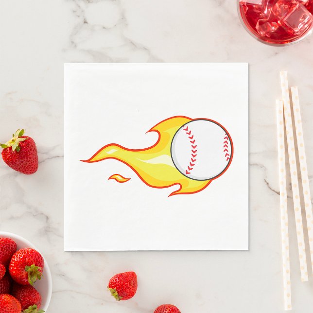 Fastball Flame Baseball Sports Napkins (Creator Uploaded)