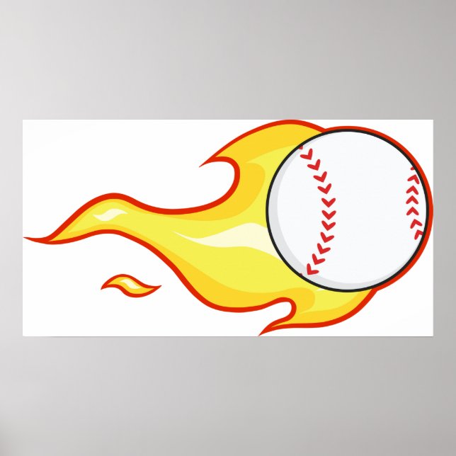 Fastball Flame Baseball Sports Poster (Front)