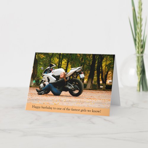 Fastest Girl Sport Bike Motorcycle Birthday Card