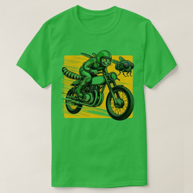 Fastest Motorcycle Cat Cicadas Feline Biker T-Shirt (Design Front)