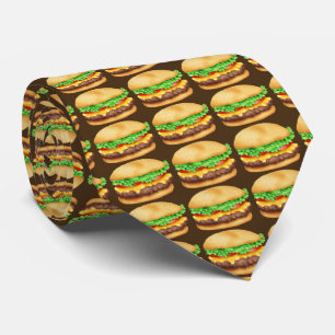 Fastfood Hamburger pattern food tie
