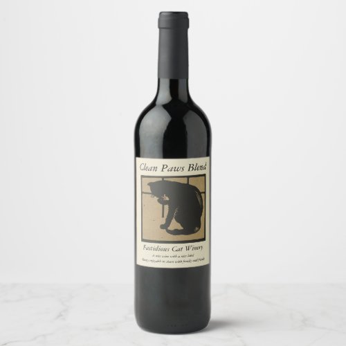 Fastidious Cat Clean Paws Blend Wine Label