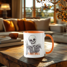 Fasting Skeleton Mug – Dark Humor Halloween Vibes