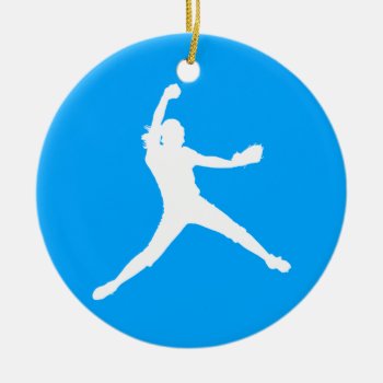 Fastpitch Ornament W/name Blue by sportsdesign at Zazzle