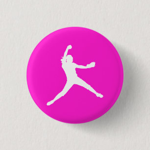 Fastpitch Silhouette Button Pink
