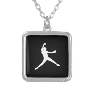 Fastpitch Silhouette Necklace Black
