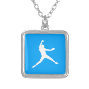 Fastpitch Silhouette Necklace Blue