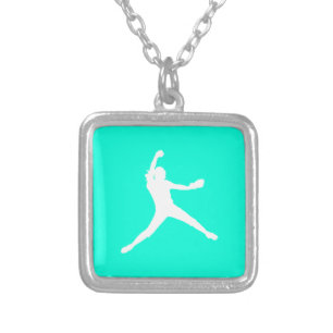 Fastpitch Silhouette Necklace Turquoise