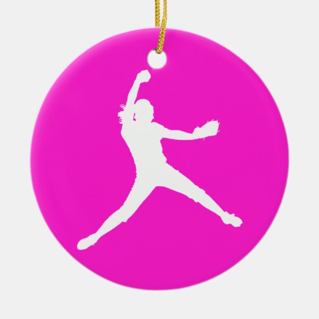 Fastpitch Silhouette Ornament Pink (Front)