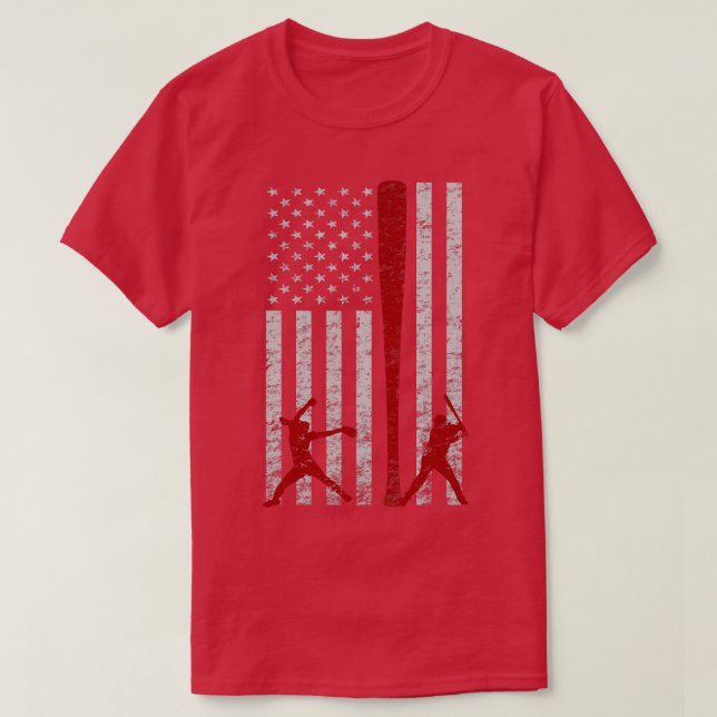 Fastpitch Softball American Flag Grunge Love Softb T-Shirt (Design Front)