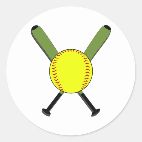 Fastpitch Softball and Crossed Bats Stickers