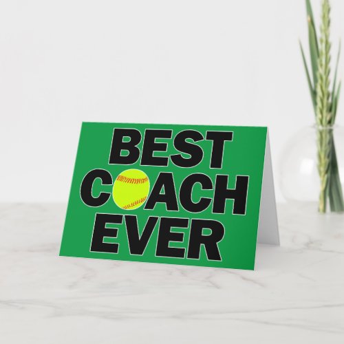 Fastpitch Softball Best Coach Ever Custom Color Thank You Card