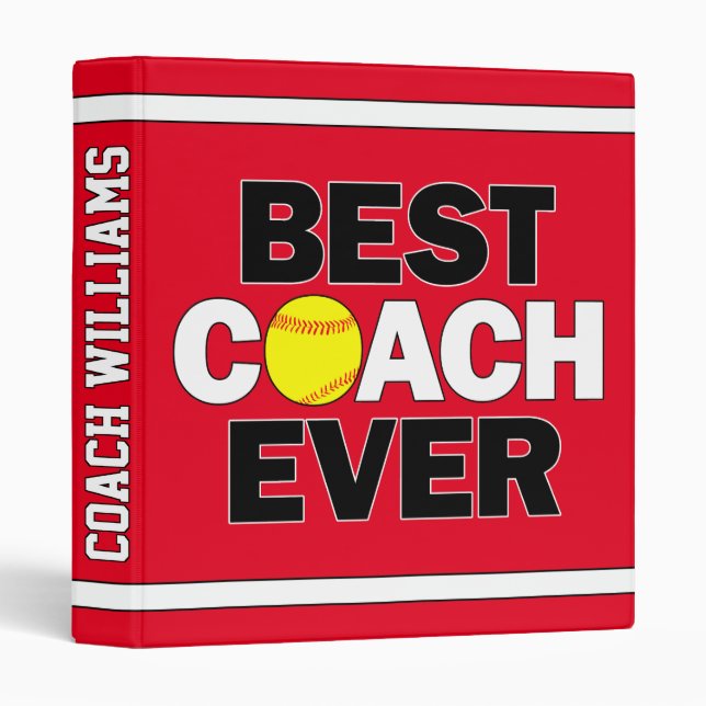Fastpitch Softball Best Coach Ever Custom Name 3 Ring Binder (Front/Spine)