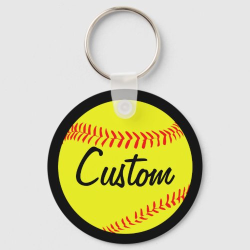 Fastpitch Softball Black or Custom Color  Text Keychain