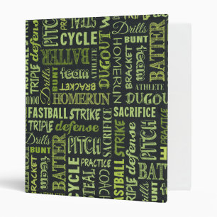 Fastpitch Softball Chalkboard Terms 3 Ring Binder