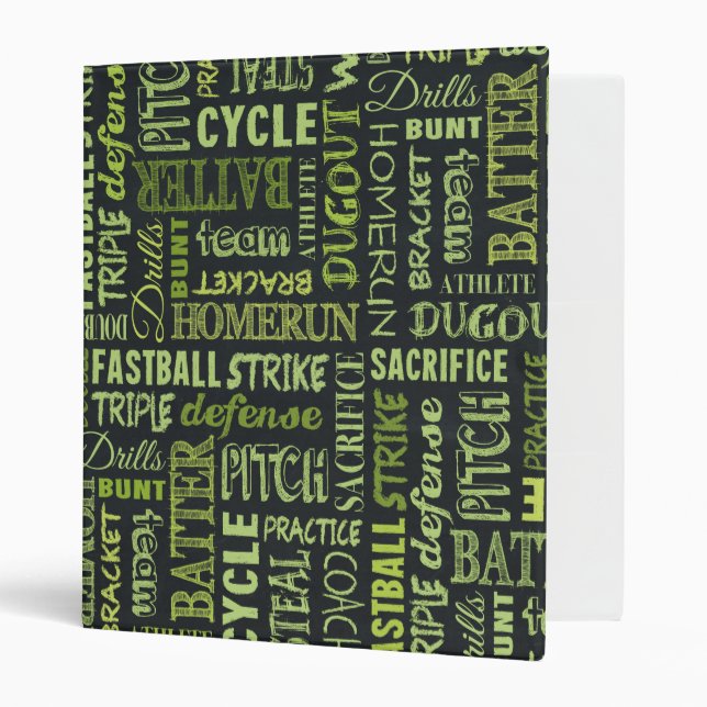 Fastpitch Softball Chalkboard Terms 3 Ring Binder (Front/Inside)