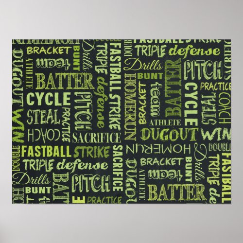 Fastpitch Softball Chalkboard Terms Poster