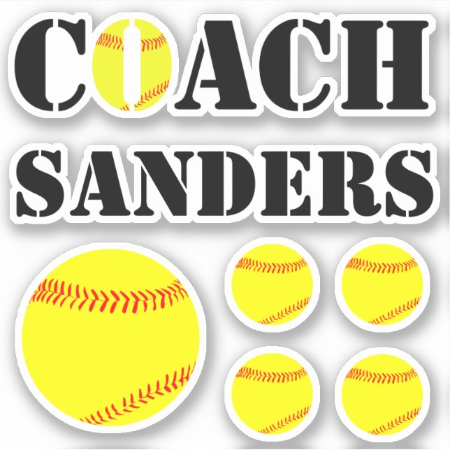 Fastpitch Softball Coach Custom Name Fun Sports Sticker (Front)