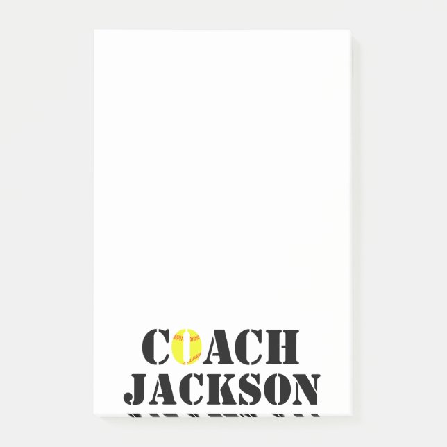 Fastpitch Softball Custom Coach Name Sports Office Post-it Notes (Front)