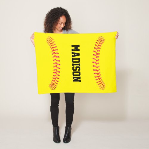 Fastpitch Softball Custom Name or Text Sports Fleece Blanket