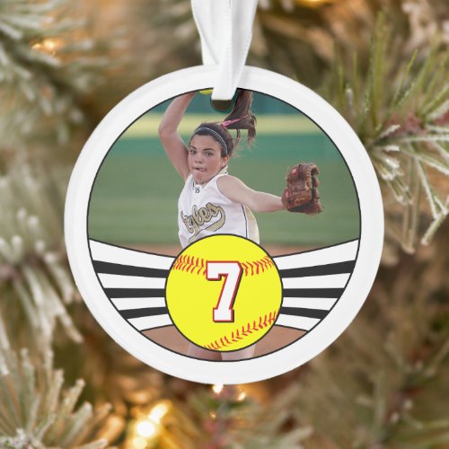 Fastpitch Softball Custom Player Number and Photo Ornament