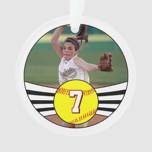 Fastpitch Softball Custom Player Number and Photo Ornament