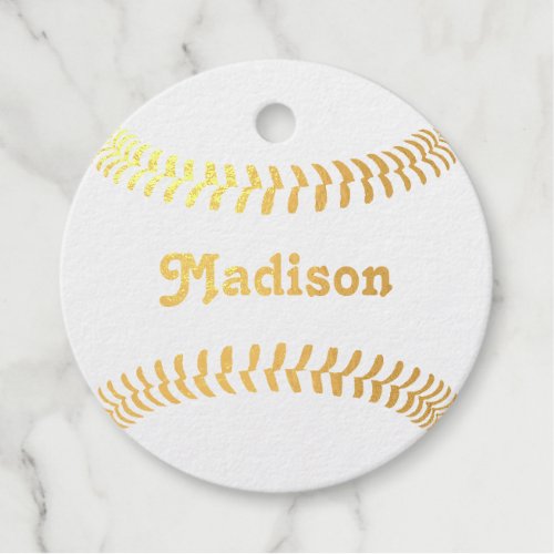 Fastpitch Softball Custom Team Player Name Gold Foil Favor Tags