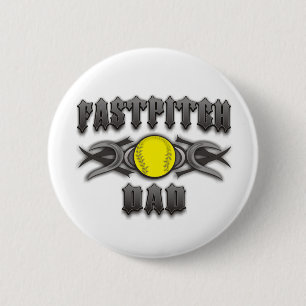 Fastpitch Softball Dad Tribal Button