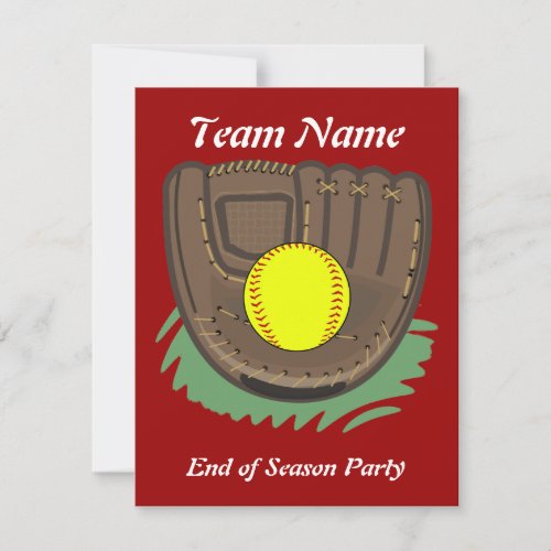 Fastpitch Softball Glove Invitations