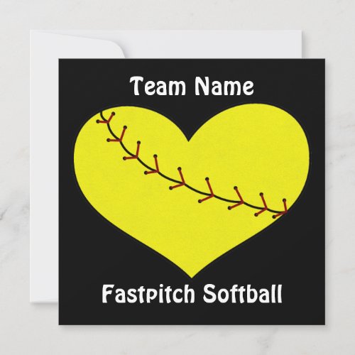 Fastpitch Softball Heart Invitations