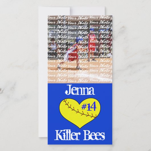 Fastpitch Softball Heart Photo Card (Front)