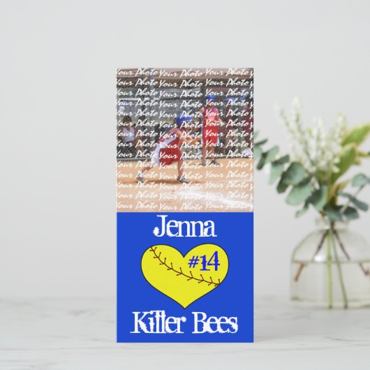 Fastpitch Softball Heart Photo Card (Standing Front)